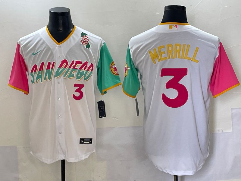 Men 2025 San Diego Padres #3 Merrill White City edition Nike MLB Jersey style 3->san diego padres->MLB Jersey